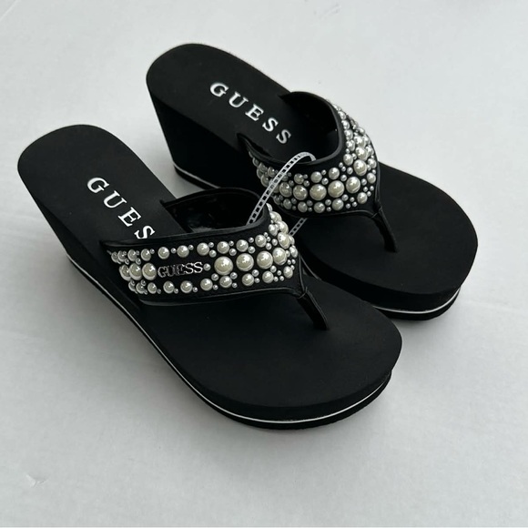 Guess Women's Silus Embellished Platform Wedge Sandals - Picture 2 of 7